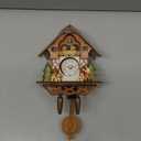 AUNMAS Antique Wooden Cuckoo Clock, Auto Swing Pendulum Quartz Wall Clock, Traditional Design for Home Decor Black Forest (Cm001)
