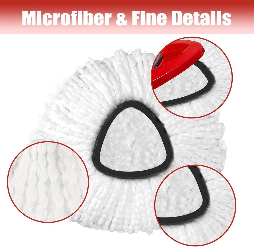 Mop Head Replacement, 2 Pack Spin Mop Refill Replace Head Compatible O Cedar Easywring 1-Tank System, Great Cleaning Power, Microfiber, Helper Housework, Machine Washable Easy-to-Replace, White