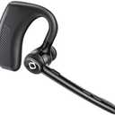 Wireless Headset Bluetooth Earpiece with Dual Noise Canceling Microphone Hands Free Headphones Single Ear Earphone Over Ear Earbud for iPhone Samsung Android Cellphones TV PC Trucker Game Work Driving (Black)