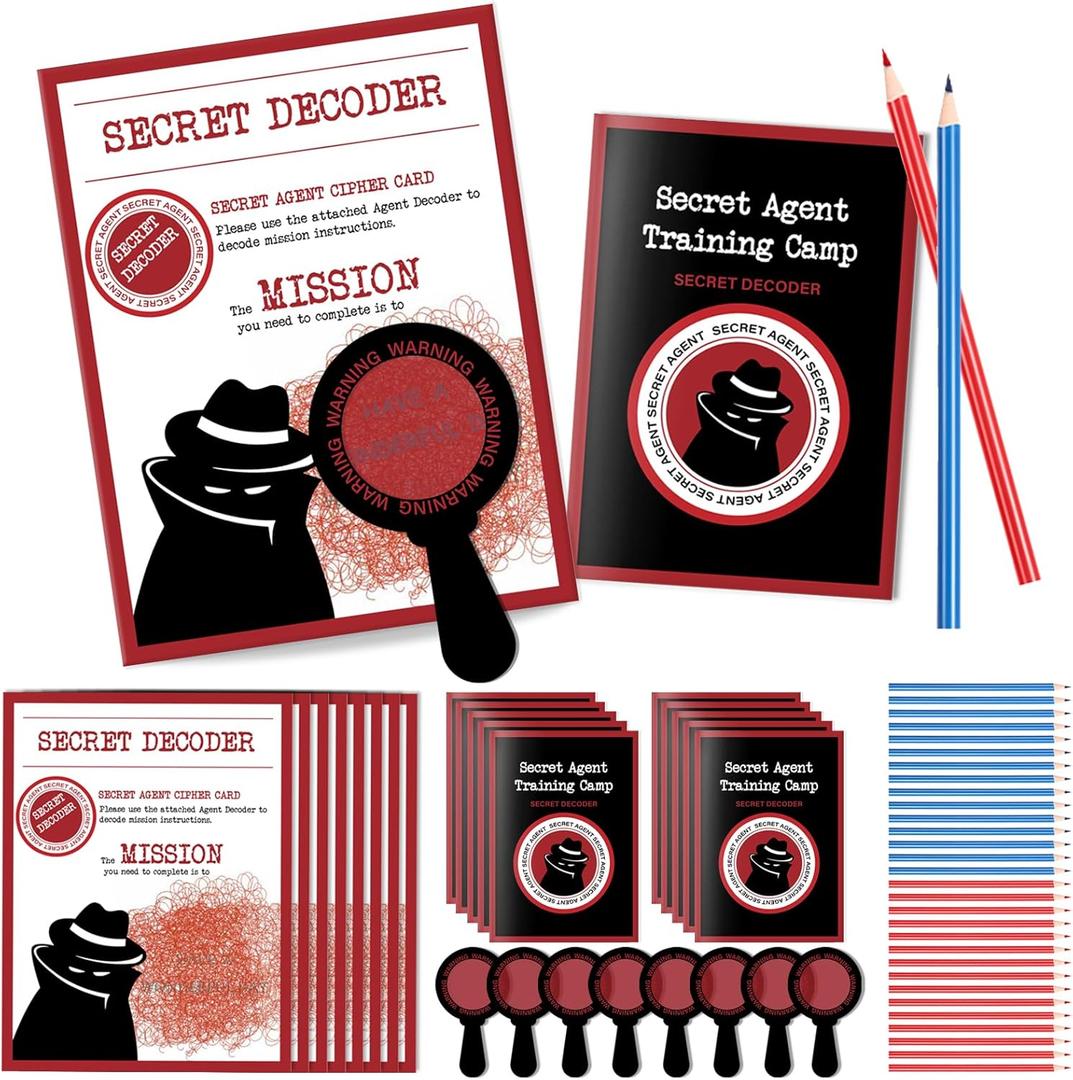 ReliThick 15 Sets Detective Party Favors Spy Secret Kit Escape Room Birthday Party Decoder with Agent Training Camp Notepads Cards Pens Treat Bags Stuffers Piata Filler Classroom Prizes