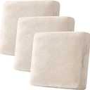 H.VERSAILTEX Velvet Stretch Couch Cushion Cover Plush Cushion Slipcover for Chair Loveseat Sofa Cushion Furniture Protector Seat Cushion Sofa Cover (3 Piece XL Sofa Cushion Covers, Ivory)