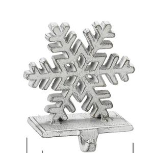 Red Co. 5" Decorative Cast Iron Stocking Holder with Hook in Old White Finish Snowflake