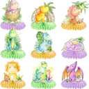 Dinosaur Honeycomb Centerpieces 9Pcs for Table Decorations Dino Baby Shower Decorations Dinosaur Party Favors Supplies Dinosaur Centerpieces for Baby Kids Girls Boys