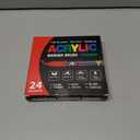 24 Acrylic Paint Markers, Waterproof Paint Pens Brush Tip with No-Bleed Automatic Ink, Fabric Markers for Rock, Metal, Glass, Wood, Canvas, Ceramic, Plastic, DIY Craft, Art Supplies