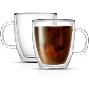 JoyJolt Savor Double Wall Insulated Glasses - Coffee Mugs (Set of 2) - 13.5-Ounces