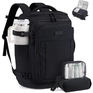 LOVEVOOK Travel Backpack for Women & Men, 25L Airline Approved Personal Item Carry On Backpack, Lightweight with 2 Packing Cubes, Waterproof Daypack for Work, Gym & Weekend Travel, Black