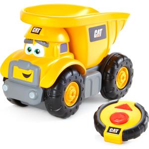 CAT Construction Toys, Junior Crew Lil' Movers Remote Control Truck, RC Car + Dump Truck, Working Headlights, with Child Friendly Controller