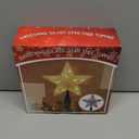 JOIEDOMI 9 inch Lighted PVC Star Christmas Tree Topper, Golden Glitter Swirl Treetop Decorations with 10 Warm White LED, Battery Powered for Home Holiday Xmas Party Indoor Decor