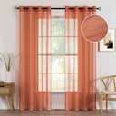 MIULEE 2 Panels Burnt Orange Semi Sheer Window Curtains Elegant Grommet Top Window Voile Drapes/Treatment Linen Textured Panels for Bedroom Living Room Fall Decor (54X72 Inches)
