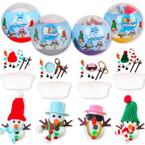 BEIGUO Christmas Crafts 4 Pack Colorful Balls with Modeling Clay Snowman DIY Kit for Kids Boys Girls Christmas Stocking Stuffers Gifts