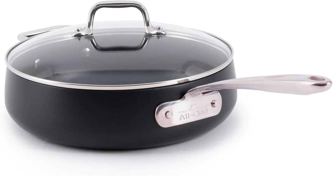 All-Clad HA1 Expert Hard Anodized Nonstick Saut Pan with Lid (4 Qt, 12") Dishwasher-Friendly, Oven-Safe Up to 500F & Compatible with All Stovetops (Gas, Electric & Induction) - Black