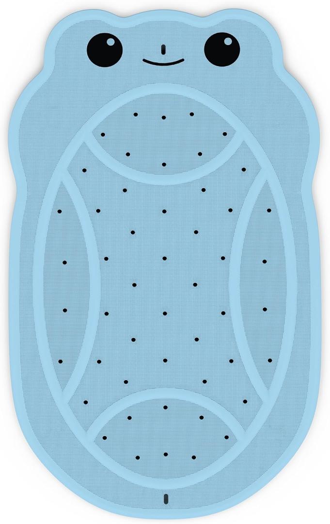 Upgraded Bathtub Mat Non Slip, Kids Bath Mat 30"x 18", Bath Mat for Tub Non Slip with Strong Suction and Textured Surface, Natural Rubber Latex Free PVC Free Safe for Baby, Frog Pattern, Blue