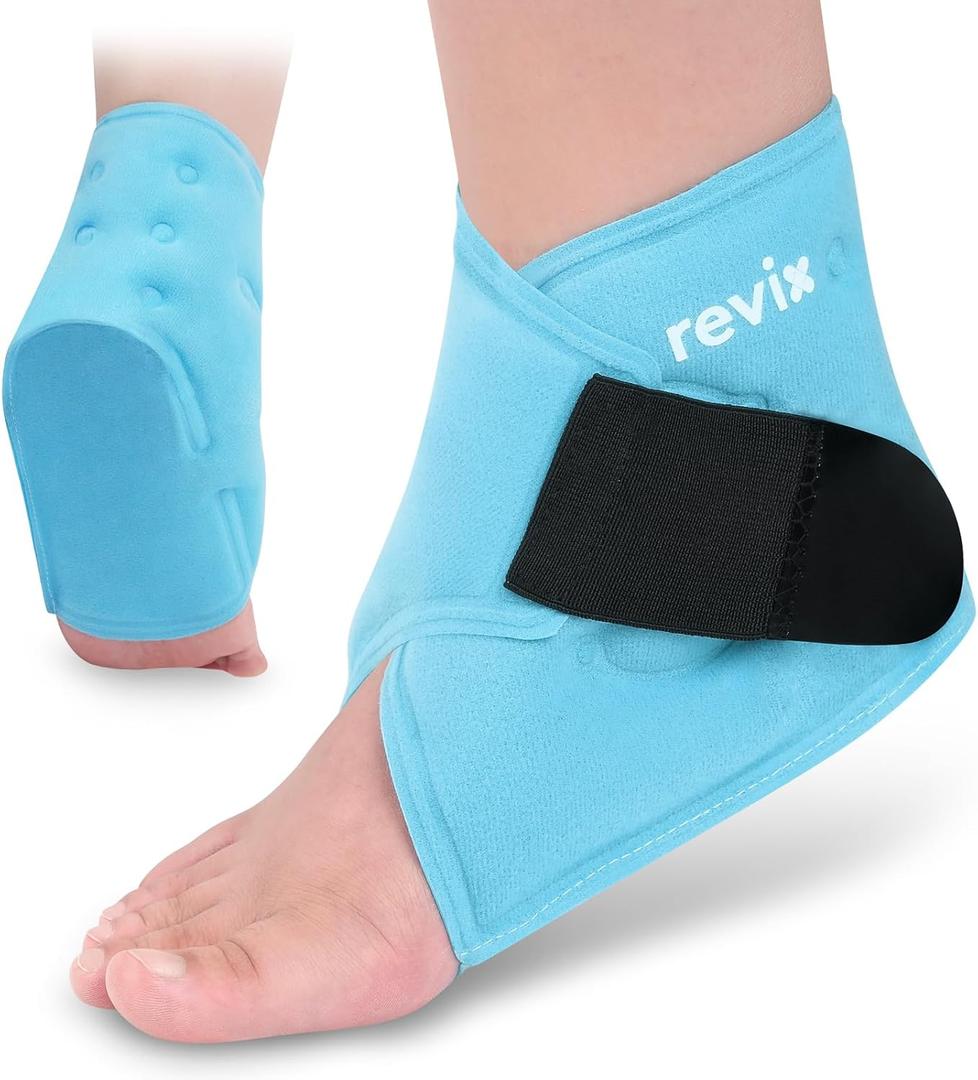 REVIX Ankle Ice Pack Wrap  Reusable Gel Cold Compression for Foot Discomfort, Ice Wrap for Feet Swelling and Recovery, Plantar Fasciitis, Achilles Tendonitis, and Sprained Ankles