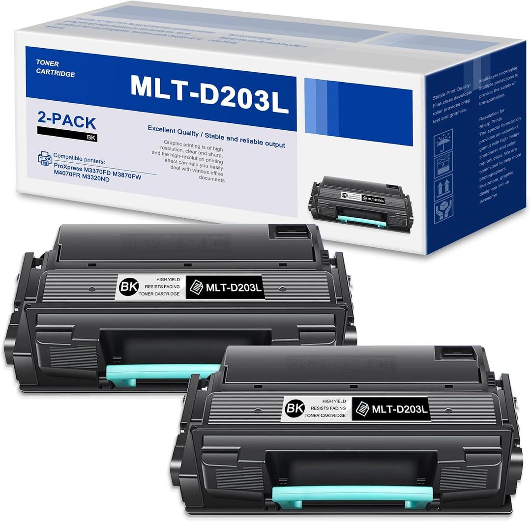 MLT-D203L High Yield Toner Cartridge 2-Pack Replacement for Samsung D203L MLTD203L Toner for ProXpress M3320ND M3820DW M3370FD M3870FW Printer Toner (Black)