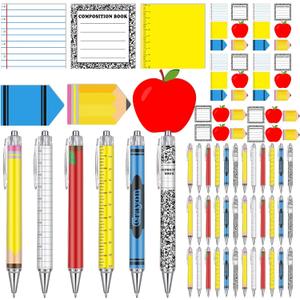 Thenshop 48 Pcs End of Year Teacher Gift Funny Teacher Sticky Notes Ballpoint Pen Notepad Self Adhesive Writing Thank Back to School Gifts for Employee Office Supplies(Schoolstyle)