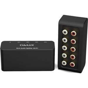 Cubilux AS-R1 4 Way RCA Audio Splitter Box, 4-Channel Stereo RCA Splitter, Passive Audio Splitter-Made with Aluminum Alloy (1 in 4 Out)