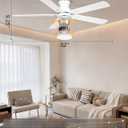 Ohniyou Ceiling Fans with Lights, 52 Inch Low Profile Ceiling Fan with Light and Remote/APP Control, Flush Mount, Dimmable, Qiuet DC Motor, White Ceiling Fan for Bedroom, Living Room