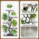Plant Stand Indoor with Grow Lights - 44" Tall Corner Plant Stands for Indoor Plants, 5 Tiered Metal Plant Shelf, Curved Plant Flower Holder Dispaly Rack for Living Room, Home Patio Balcony (Gray)