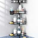 Aitatty Corner Shower Caddy Tension Pole: 4 Tier adjustable Rustproof Bathroom Organizer Shelves - Bathtub shampoo rack 31-124 inch