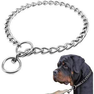 Freezx Chain Choke Collar for Dogs, Heavy Duty Metal Dog Training Choke Collars, Adjustable Weather Proof Alloy Steel Slip P Chains for Small Medium Large Dogs (L+,Diameter-3.5mm,Neck max 20 inch)