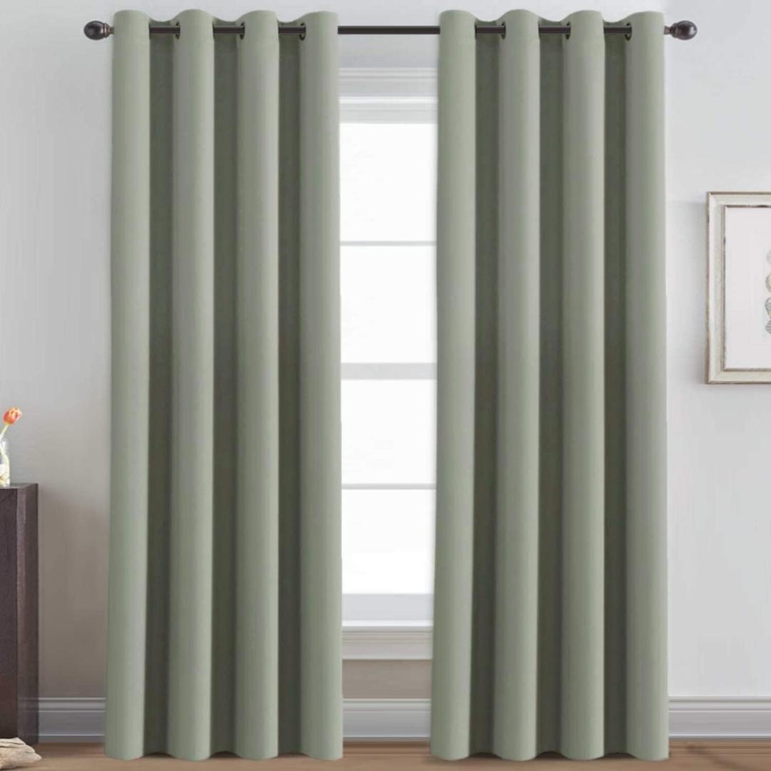 H.VERSAILTEX Ultra Sleep Blackout Room Darkening Curtains for Bedroom, Thermal Insulated Energy Efficient Window Panel Drapes, Grommet Sliding Door Curtain Panel - Light Sage, One Panel, 52'W x 96'L, 1 Panel