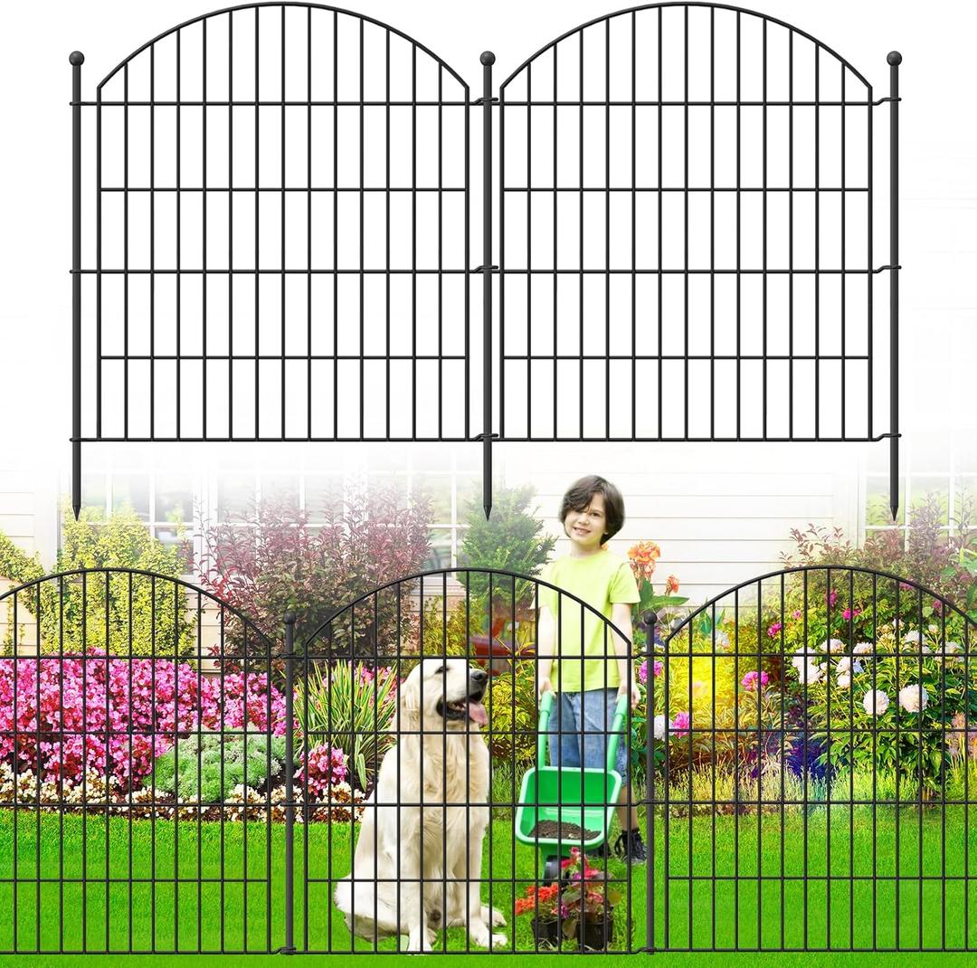 Decorative Garden Fence 32in (H) x12ft (L), 5 Pack No Dig Fence Animal Barrier for Dog, Arched Flower Bed Edging, Wire Border Panel Fencing for Yard Patio Outdoor Decor