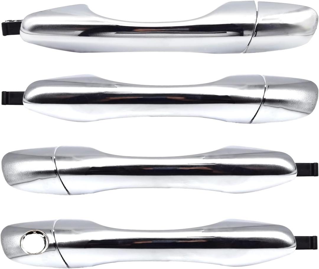 Set of 4 Chrome Exterior Door Handles w/Cover for Kia Sorento 2016-2020, Replaces 82651C5010 82651-C5010 83652-C5010 - wo/Smart Key Entry (4 Pcs Front & Rear)