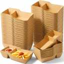 150 Pcs Disposable Nacho Boat Trays 2 Compartment Paper Food Snack Holder Containers Grease Resistant Heavy Duty Food Trays for Party, Concession Stands, and Movie Nights