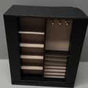 Frebeauty 360 Rotating Jewelry Box,PU Leather Jewelry Organizer with 6 Drawers,Large Jewelry Storage,Clear Window,Golden Handle,Vertical Jewelry Holder for Earrings Necklace,Gift for Women(Black)