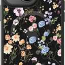 FUNMIKO for iPhone 15 Case Wireless Charging & Military-Grade Protection - Cute Floral Design for Women Girls, Non-Slip Matte Cover with Shockproof Corners - Flowers and Leaves