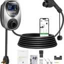 GROWNEER Level 2 EV Charger, 48Amp, J1772 Universal Fit for All Vehicles, 25ft Cable, WiFi (2.4GHz) Smart App, (IP66), UL & ETL Certified, NEMA 14-50 Plug-in 220-240V Extra Tesla Adapter Gift