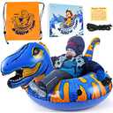 Aoskie Dinosaur Inflatable Snow Sled With Handles, Heavy Duty Snow Tube For Kids & Adults, Double-Layered Bottom