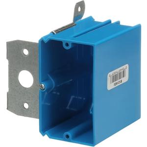 Carlon B121ADJ Outlet Box, New Work, 1 Gang, 3-3/4-Inch Length by 3-7/8-Inch Width by 3-3/8-Inch Depth, Blue