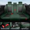 AOOG Car Seat Covers Full Set, Leather Seat Covers for Car, Waterproof Car Seat Protector with Lumbar Support, Automotive Seat Covers Universal Fit for Most Cars SUV Trucks (Full Set, Green&Black)