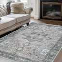 Muddy Mat® Blue Bell 8x10 Washable Area Rugs for Living Room, Bedroom & Dining Room – Modern Soft Low Pile Non Slip Carpet – Pet Friendly Waterproof Foldable Rugs for Home