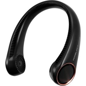 Portable Neck Fan Rechargeable, Personal Neck Cooling Fan, Hands Free Bladeless Fan, Ultra Quiet, 3 Speeds Adjustable Strong Wind, 4000 mAh Battery Operated, Gifts for Men Women Mom Dad(Black), Small