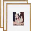 Kate and Laurel Adlynn Wall Picture Frame Set, 16" x 20" matted to 8" x 10", Gold, Set of 3