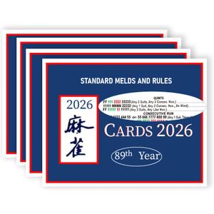 Card 2025 – Large Print, Easy to Read Mahjong Card for Enthusiasts(Blue Theme - 4PCS)