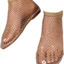 Ultra Comfortable Mesh Flats for Women Fishnet Sandals Low Heel Slip on Rhinestone Shoes, 7, Gold