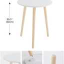 Apicizon Round Side Table Set of 2, White Nightstand Coffee End Table for Living Room, Bedroom, Small Spaces, Modern Home Decor Bedside Table with Natural Wood Legs, 16.5 Inches, 16.5D x 16.5W x 20.5H in