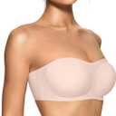 OEAK Womens Strapless Bras Push Up Bandeau Bra Non Slip Wireless Supportive Padded Bras Seamless Comfortable Tube Bra S Nude Skin