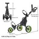 CaddyTek CaddyLite 11.5 Version 3 Golf Push Cart  3-Wheel, SuperLite Deluxe, Lightweight, Easy to Fold, Compact & Portable (Black/Lime)