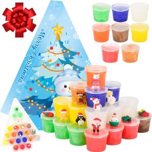 Galaxy Slime Kit for Kids 24 Pack Christmas Slime Party Favors, Stress Relief Toys, Classroom Rewards, and Birthday Goodie Bag Fillers, Stretchy and Non-Sticky Slime for Girls and Boys