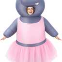 Halloween Inflatable Costumes for Adult Funny Full Body Dancing Hippo Blow up Suit with Tutu Animal Couple Costumes for Halloween Cosplay Themed Parties Carnival Events One Size
