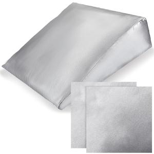 Wesiti 2 Piece Satin Bed Wedge Pillow Case Cover with Zipper Soft and Breathable 24 x 24 x 12 Inch Wedges Pillow Case for Home Sleeping Supplies, Grey