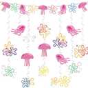 Yellow Cartoon Party Decorations Jellyfish Flowers Hanging Swirls Cartoon Ocean Theme Hanging Decor Under the Sea Party Decorations for Kids Baby Shower Birthday Party Supplies