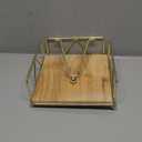 Gold Modern Napkin Holder for Table with Weighted Arm, Square Metal Flat Napkin Holder Farmhouse Napkin Box Rustic Napkin Tray for Paper Napkins, Kitchen, Countertops, Bathroom, Dinner, Outdoor