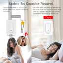 MOES WiFi Smart Light Switch No Neutral Wire, No Capacitor, No hub Required, 2nd Generation Single Live Wire Push Button, Tuya Smart Life App Remote Control Work with Alexa and Google Home, Minimum 7W