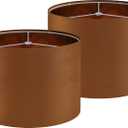 GO&SO Large Lampshades Replacement,Burnt Orange Velvet Drum Lamp Shades Set of 2-16" Top x 16" Bottom x 12" High(Spider)- Modern Fabric Lampshade for Table Lamp,Floor Lamps -Assembly Require