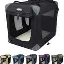 EliteField 3-Door Folding Soft Dog Crate with Carrying Bag and Fleece Bed , Indoor & Outdoor Pet Home (24" L x 18" W x 21" H, Black)